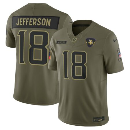 Justin Jefferson Minnesota Vikings Limited Jersey – Olive, Limited Replica Fan Edition