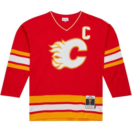 Lanny McDonald Calgary Flames Mitchell & Ness Captain Patch 1988 Blue Line Player Jersey – Red, Limited Replica Fan Edition