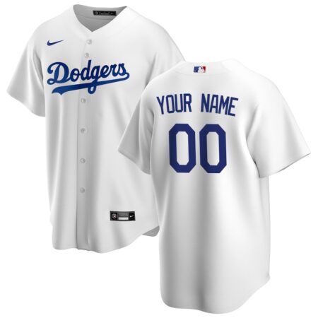 Los Angeles Dodgers Home Replica Custom Jersey – White, Limited Replica Fan Edition
