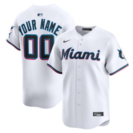 Miami Marlins Home Limited Custom Jersey – White, Limited Replica Fan Edition