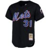 Mike Piazza New York Mets Mitchell & Ness Cooperstown Collection Mesh Batting Practice Button-Up Jersey - Black, Limited Replica Fan Edition