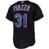 Mike Piazza New York Mets Mitchell & Ness Cooperstown Collection Mesh Batting Practice Button-Up Jersey - Black, Limited Replica Fan Edition