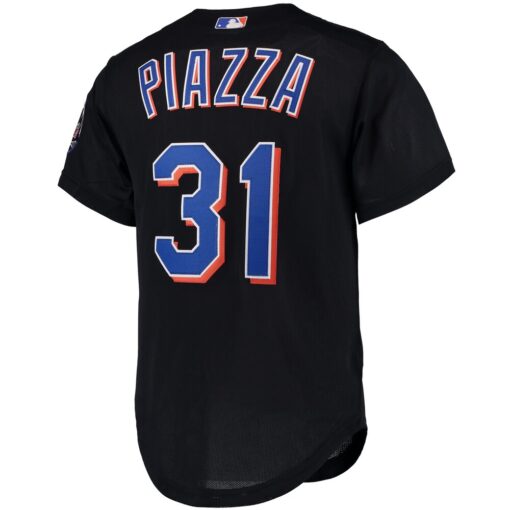 Mike Piazza New York Mets Mitchell & Ness Cooperstown Collection Mesh Batting Practice Button-Up Jersey – Black, Limited Replica Fan Edition