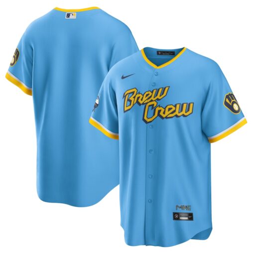 Milwaukee Brewers City Connect Replica Team Jersey – Powder Blue, Limited Replica Fan Edition