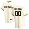 Milwaukee Brewers Home Replica Custom Jersey - Cream, Limited Replica Fan Edition