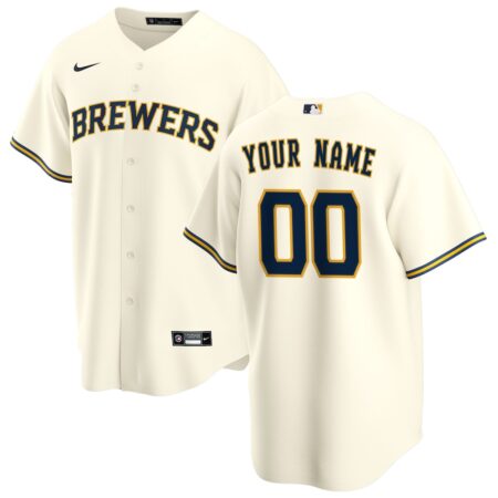 Milwaukee Brewers Home Replica Custom Jersey – Cream, Limited Replica Fan Edition