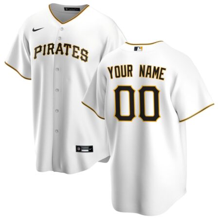 Pittsburgh Pirates Home Replica Custom Jersey – White, Limited Replica Fan Edition