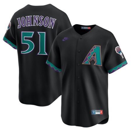 Randy Johnson Arizona Diamondbacks Throwback Cooperstown Collection Limited Jersey – Black, Limited Replica Fan Edition