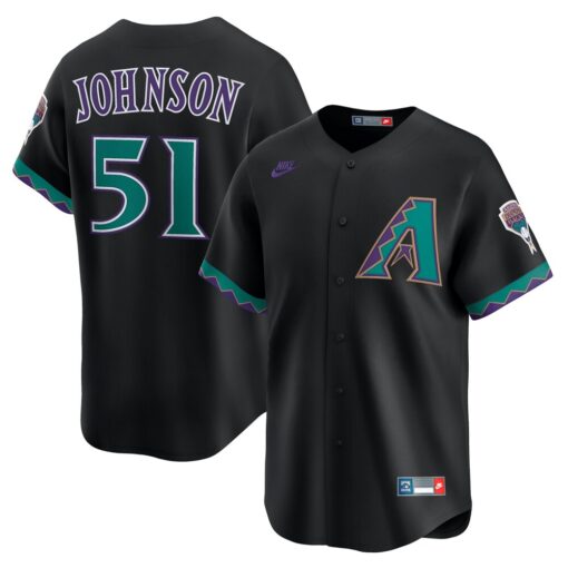 Randy Johnson Arizona Diamondbacks Throwback Cooperstown Collection Limited Jersey – Black, Limited Replica Fan Edition