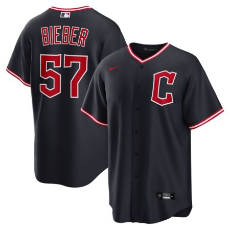 Shane Bieber Cleveland Guardians Alternate Replica Jersey – Navy, Limited Replica Fan Edition