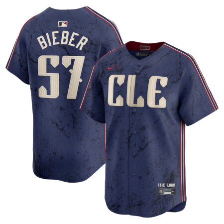 Shane Bieber Cleveland Guardians City Connect Limited Player Jersey – Navy, Limited Replica Fan Edition