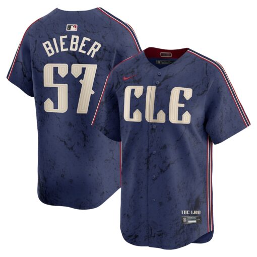 Shane Bieber Cleveland Guardians City Connect Limited Player Jersey – Navy, Limited Replica Fan Edition