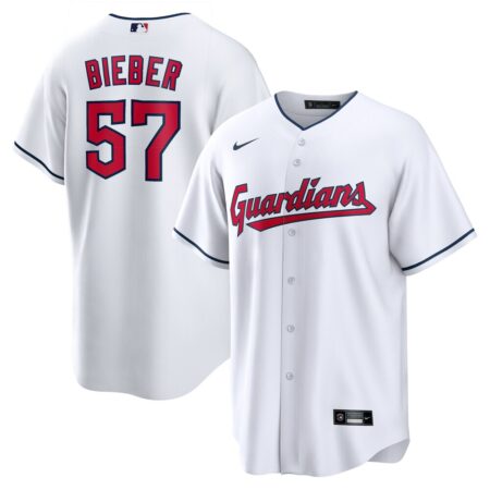 Shane Bieber Cleveland Guardians Replica Player Jersey – White, Limited Replica Fan Edition
