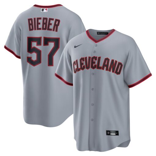 Shane Bieber Cleveland Guardians Road Replica Jersey – Gray, Limited Replica Fan Edition
