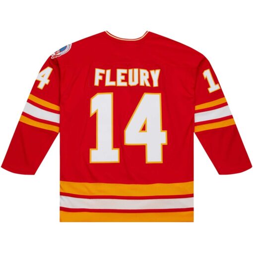 Theoren Fleury Calgary Flames Mitchell Ness 1988 Blue Line Player Jersey – Red, Limited Replica Fan Edition