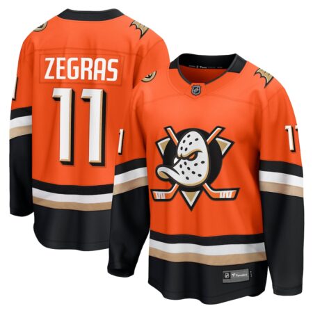 Trevor Zegras Anaheim Ducks Home Premier Breakaway Player Jersey – Orange, Limited Replica Fan Edition
