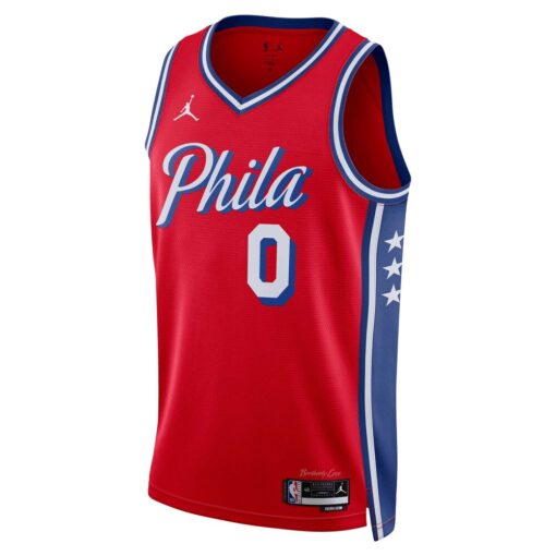 Tyrese Maxey Philadelphia 76ers Jordan Unisex Swingman Jersey – Statement Edition – Red, Limited Replica Fan Edition