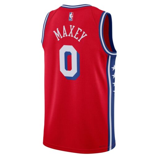 Tyrese Maxey Philadelphia 76ers Jordan Unisex Swingman Jersey – Statement Edition – Red, Limited Replica Fan Edition