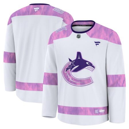 Vancouver Canucks 2024 Hockey Fights Cancer Practice Jersey – White, Limited Replica Fan Edition