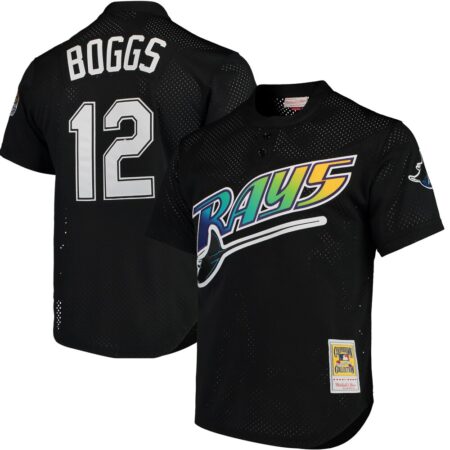 Wade Boggs Tampa Bay Rays Mitchell & Ness Cooperstown Collection 1991 Mesh Batting Practice Jersey – Black, Limited Replica Fan Edition