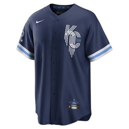 Whit Merrifield Kansas City Royals City Connect Replica Player Jersey – Navy, Limited Replica Fan Edition