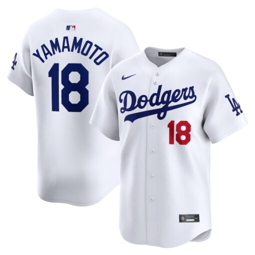 Yoshinobu Yamamoto Los Angeles Dodgers Home Limited Player Jersey – White, Limited Replica Fan Edition