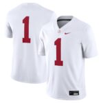 1 Alabama Crimson Tide Nike Game Jersey - White, Limited Replica Fan Edition