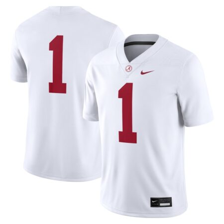 1 Alabama Crimson Tide Nike Game Jersey – White, Limited Replica Fan Edition