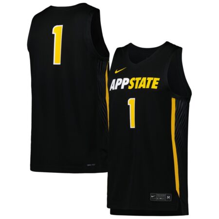 1 Appalachian State Mountaineers Nike Replica Basketball Jersey – Black, Limited Replica Fan Edition