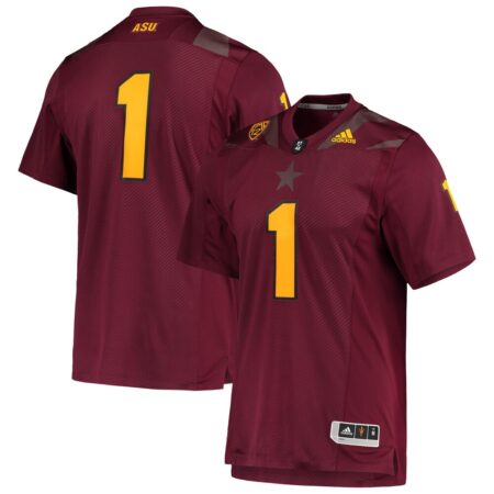 1 Arizona State Sun Devils Team Premier Football Jersey – Maroon, Limited Replica Fan Edition