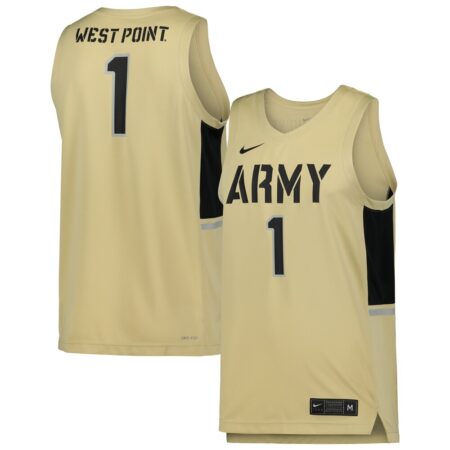 1 Army Black Knights Nike Team Replica Basketball Jersey – Gold, Limited Replica Fan Edition
