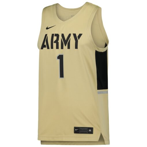 1 Army Black Knights Nike Team Replica Basketball Jersey – Gold, Limited Replica Fan Edition