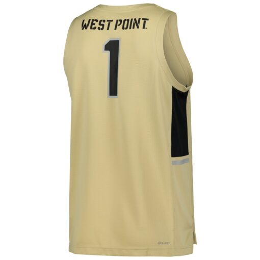 1 Army Black Knights Nike Team Replica Basketball Jersey – Gold, Limited Replica Fan Edition