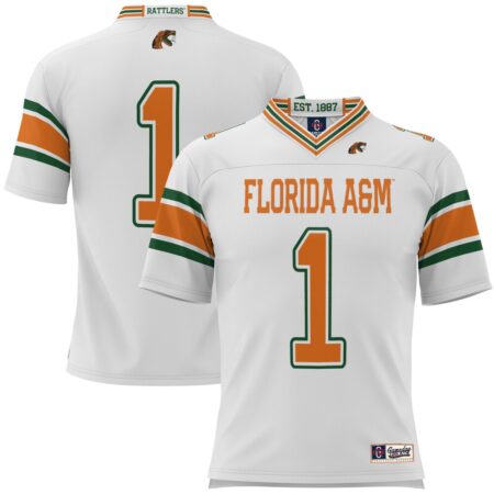 1 Florida A&M Rattlers GameDay Greats Football Jersey – White, Limited Replica Fan Edition