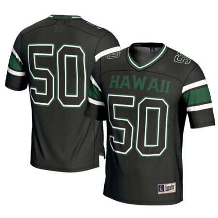 1 Hawaii Rainbow Warriors GameDay Greats Football Jersey – Black, Limited Replica Fan Edition