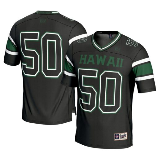 1 Hawaii Rainbow Warriors GameDay Greats Football Jersey – Black, Limited Replica Fan Edition