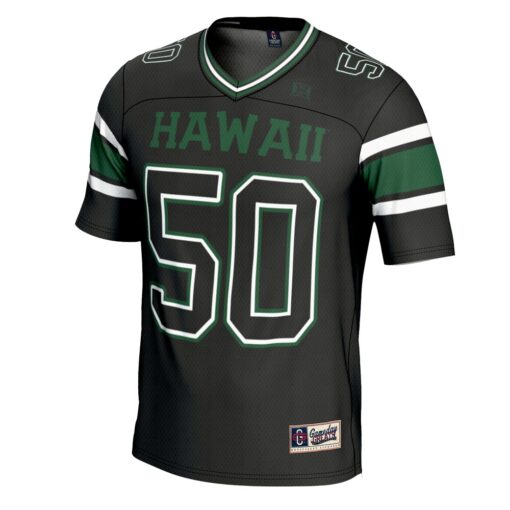 1 Hawaii Rainbow Warriors GameDay Greats Football Jersey – Black, Limited Replica Fan Edition