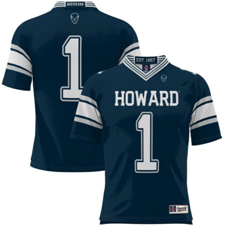 1 Howard Bison GameDay Greats Endzone Football Jersey – Navy, Limited Replica Fan Edition