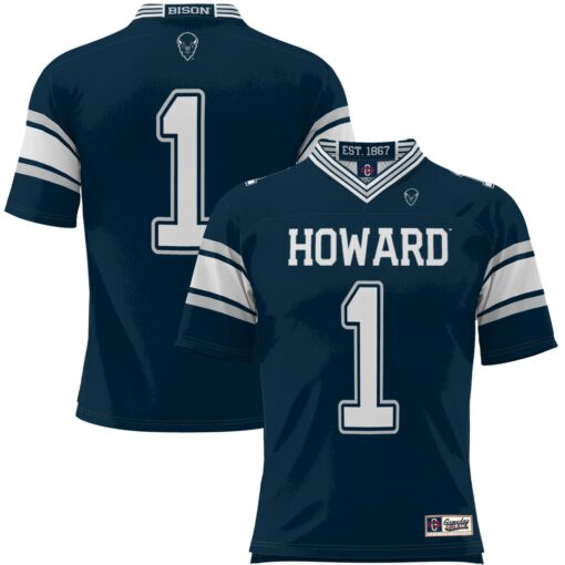 1 Howard Bison GameDay Greats Endzone Football Jersey – Navy, Limited Replica Fan Edition