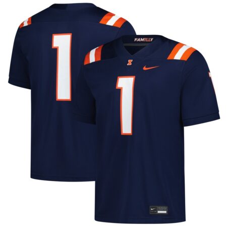 1 Illinois Fighting Illini Nike Untouchable Replica Game Jersey – Navy, Limited Replica Fan Edition