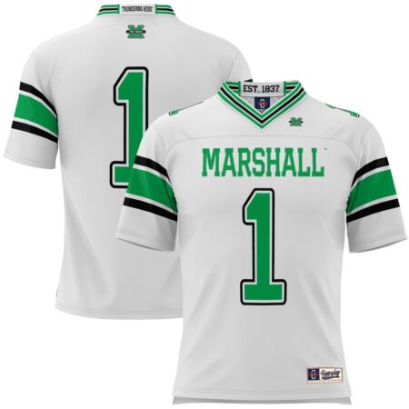 1 Marshall Thundering Herd GameDay Greats Football Jersey – White, Limited Replica Fan Edition