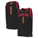 1 Maryland Terrapins Under Armour Replica Basketball Jersey - Black, Limited Replica Fan Edition