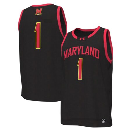 1 Maryland Terrapins Under Armour Replica Basketball Jersey – Black, Limited Replica Fan Edition