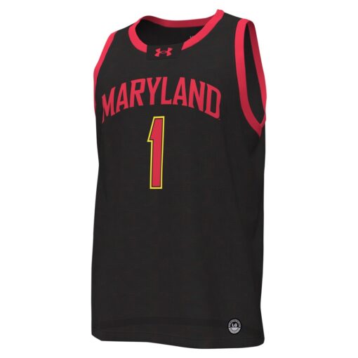 1 Maryland Terrapins Under Armour Replica Basketball Jersey – Black, Limited Replica Fan Edition