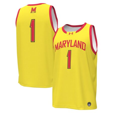 1 Maryland Terrapins Under Armour Replica Basketball Jersey – Gold, Limited Replica Fan Edition