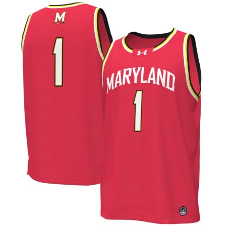 1 Maryland Terrapins Under Armour Replica Basketball Jersey – Red, Limited Replica Fan Edition