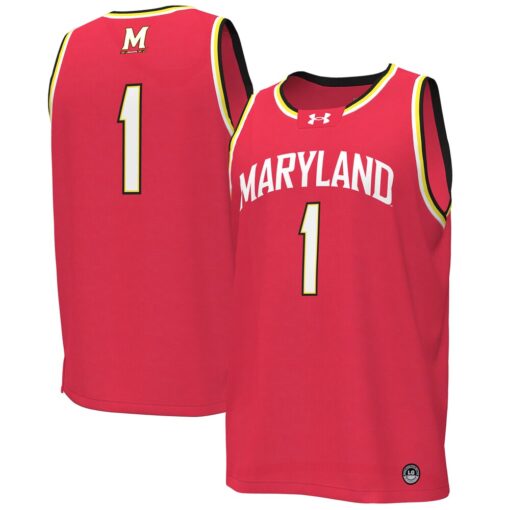 1 Maryland Terrapins Under Armour Replica Basketball Jersey – Red, Limited Replica Fan Edition