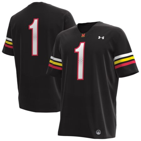 1 Maryland Terrapins Under Armour Replica Football Jersey – Black, Limited Replica Fan Edition