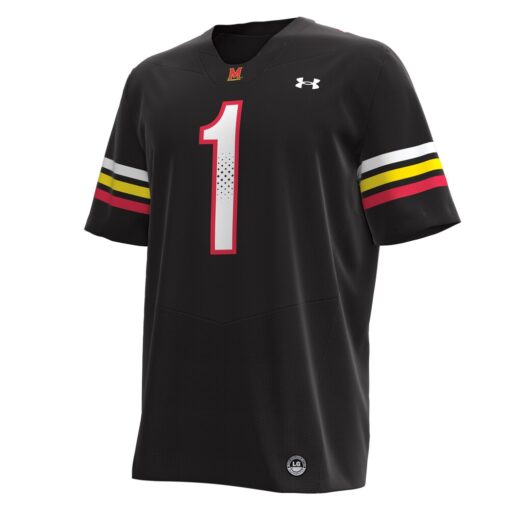 1 Maryland Terrapins Under Armour Replica Football Jersey – Black, Limited Replica Fan Edition