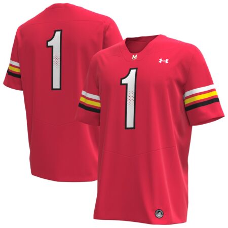1 Maryland Terrapins Under Armour Replica Football Jersey – Red, Limited Replica Fan Edition